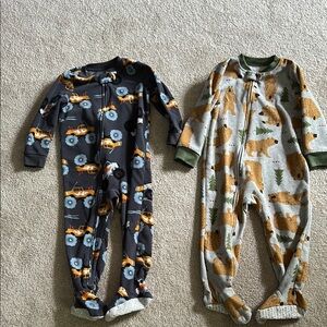 Carters One Piece PJs- Bear & Truck Print - Size 2T and NWT - Minnie Bibs 2 pack